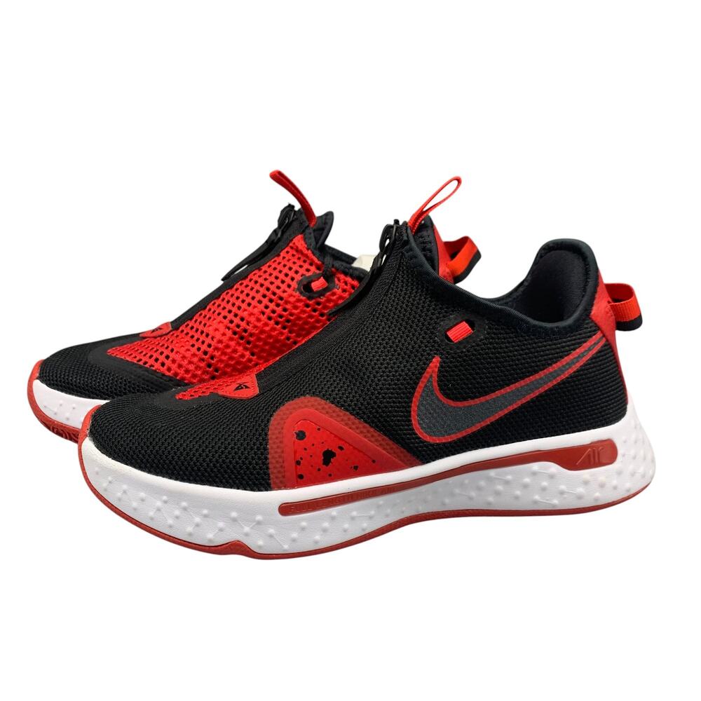 Nike Air PG 4 Basketball Shoes Size 5.5 Zip Up Lace Black Red CD5079 Paul George